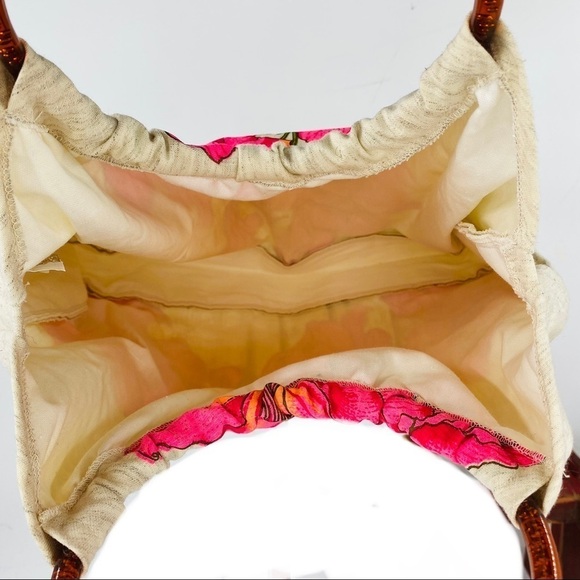 ALFRED SHAHEEN Rare Vintage 60s Hawaiian Linen Handbag Celluloid Handle Tropical - Picture 5 of 8